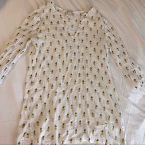 Jcrew factory swim cover up white with pineapples